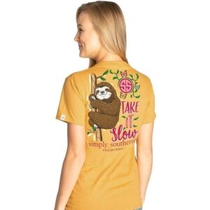 Simply Southern‎ Yellow Sloth Graphic Tee Woman's Small